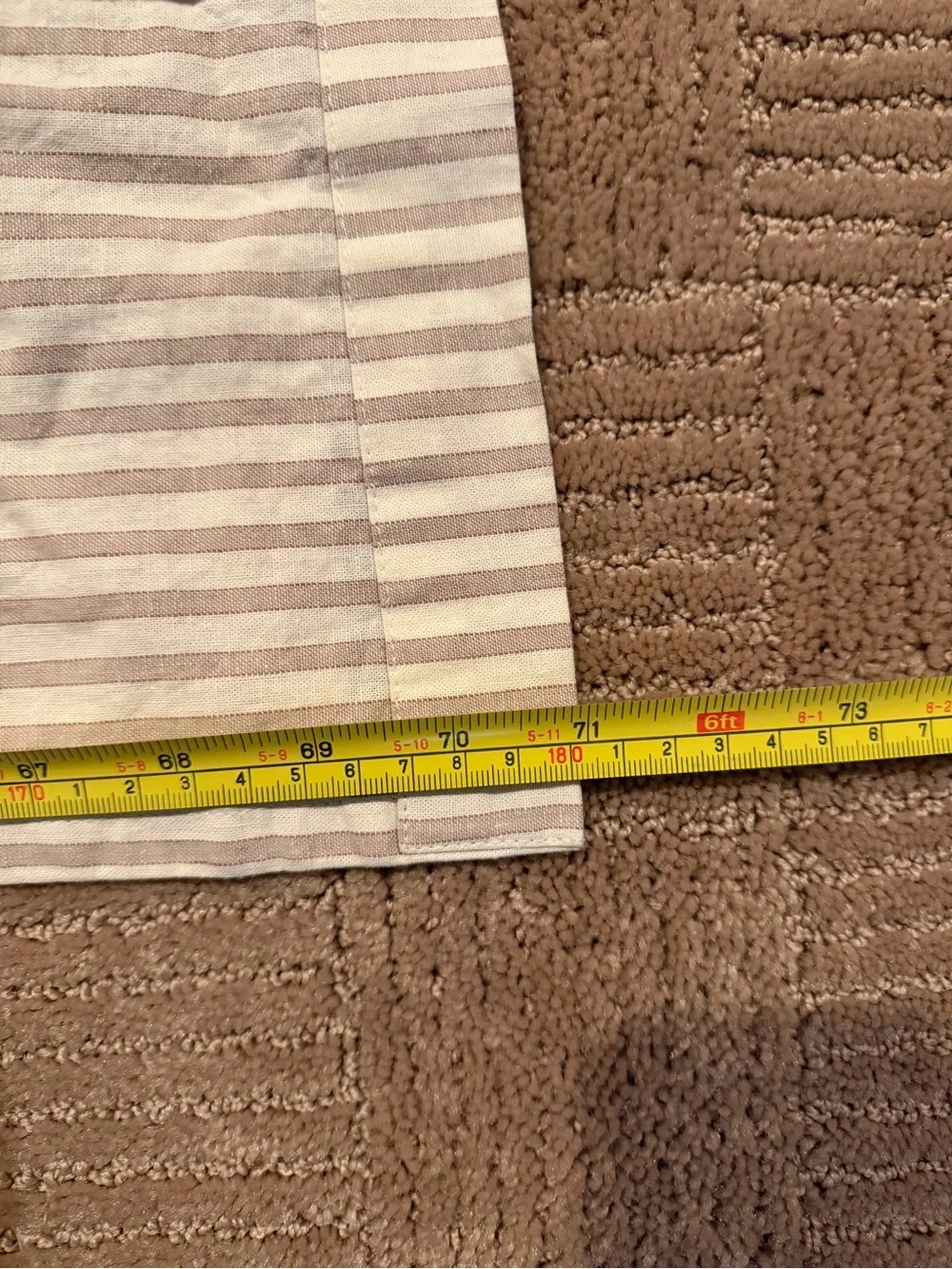 Pottery Barn Linen Style Vintage Ticking Stripe Shower Curtain Tan/Beige & Cream